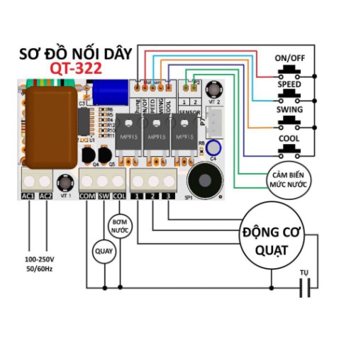 Mạch quạt điều hòa, quạt phun sương, quạt thông thường BT  Fan -322