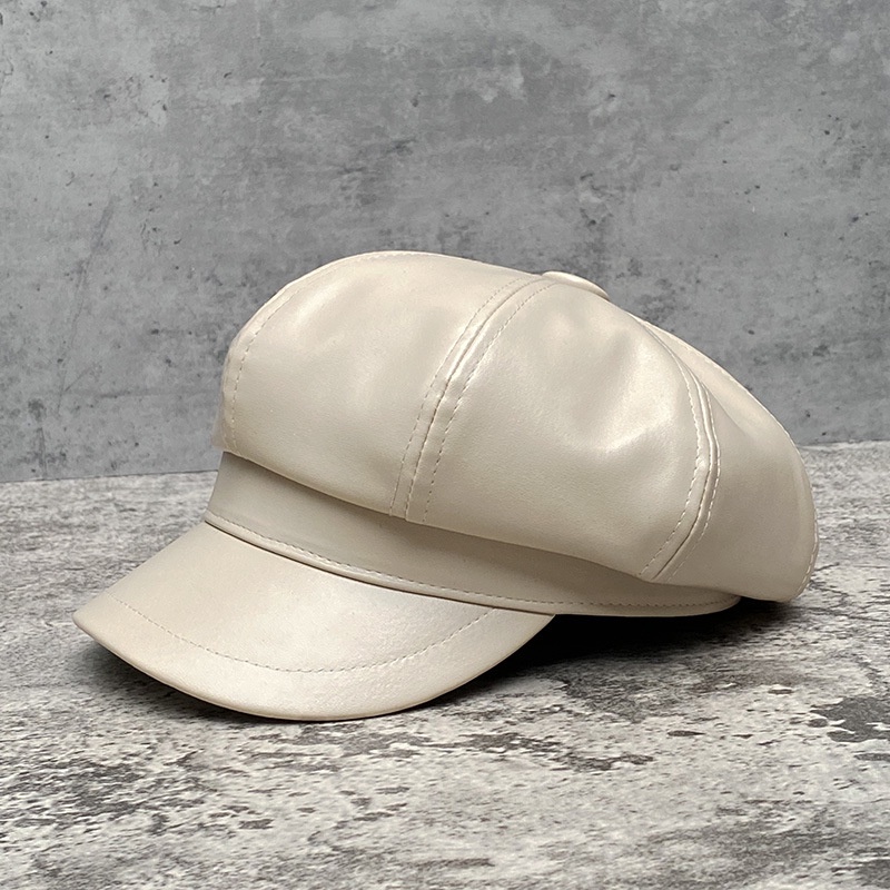 Mũ beret nữ thời trang da Pu vòng đầu 60Cm có dây rút bên trong nón 3 màu