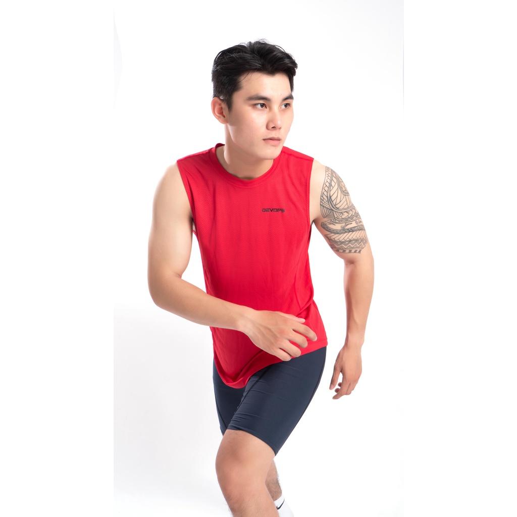 Áo thể thao nam sát nách TSLA DEVOPS form rộng dạng lưới thoáng khí thấm hút tốt tập gym work out Tank top DEH1035