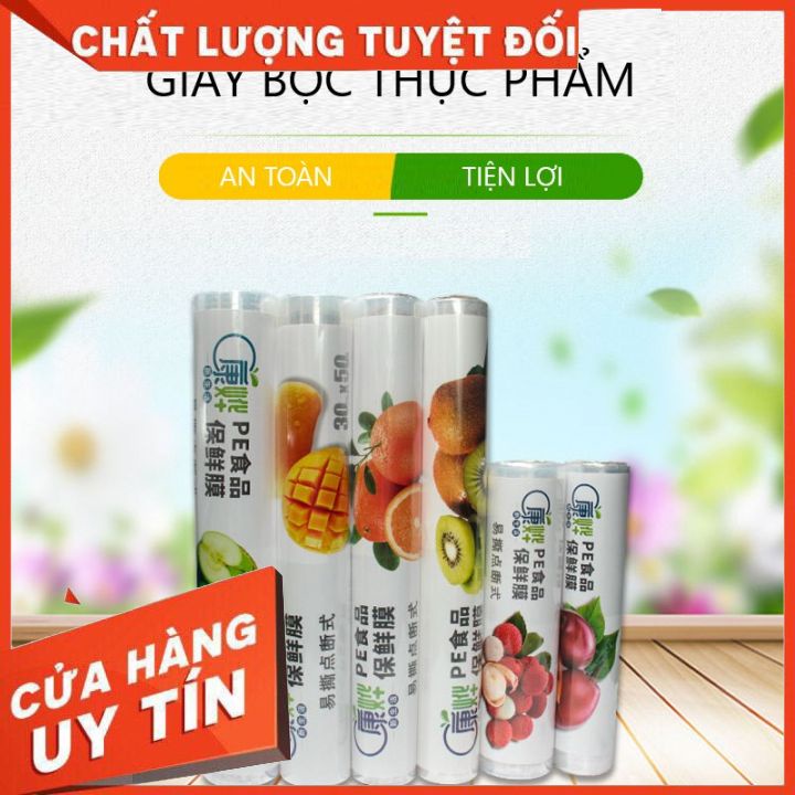 Màng bọc thực phẩm, bảo quản đồ ăn. Cuộn nhựa bảo quản thực phẩm lâu dài, an toàn hợp vệ sinh. Rộng 30cm, dài 30m/50m