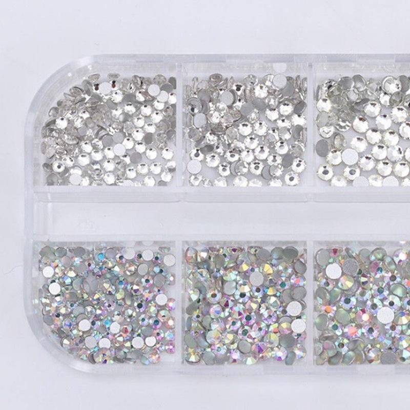 [Hàng mới về] Hộp 12 ngăn đá pha lê AB trang trí móng tay 3D sáng bóng