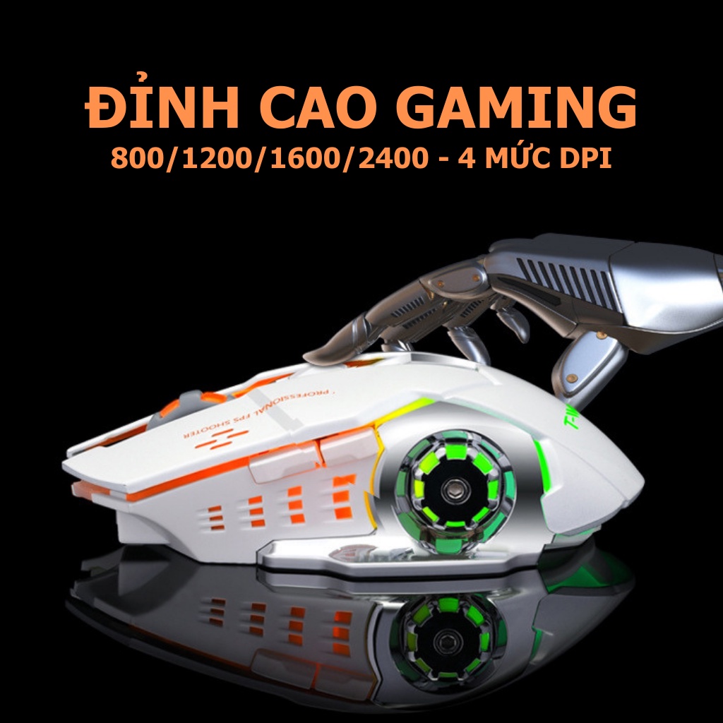 Chuột không dây gaming pin sạc T-Wolf Q13, click không ồn, led RGB đổi màu siêu đẹp, đỉnh cao dành cho gamer