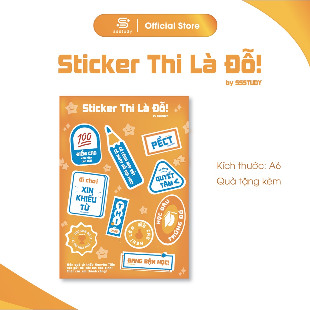 Bút chì, Giấy trắc nghiệm và Sticker SSStudy "Thi là đỗ"