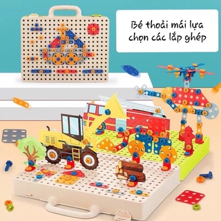 Bộ đồ chơi lắp ráp kĩ sư 331 chi tiết - vali vặn ốc vít cho bé trai từ 3 tuổi - MG108