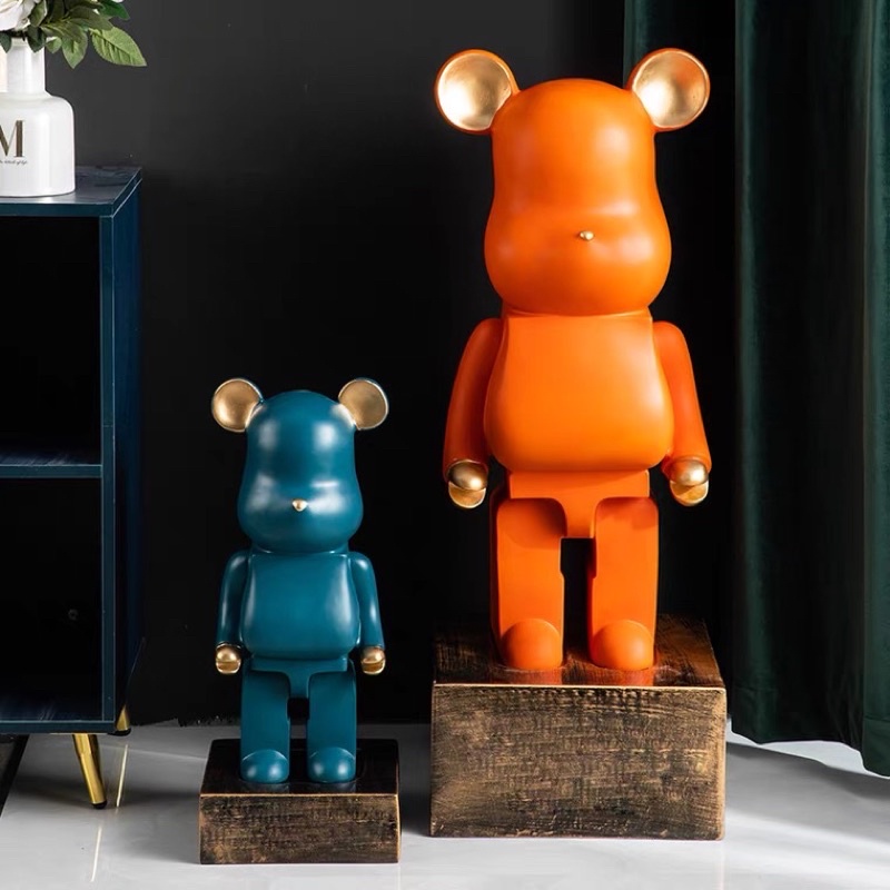 Tượng Gấu BearBrick Cam SG.DECOR Cao 50cm Hottrend Decor độc đáo hàng chuẩn loại 1 trang trí Shop nhà cửa Quà tặng Decor