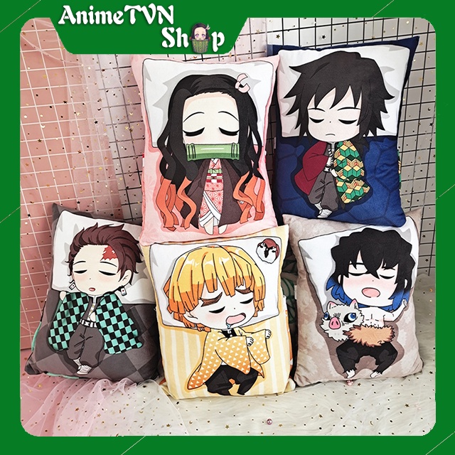 Gối nhồi bông Anime Manga Kimetsu no Yaiba  (Thanh gươm diệt quỷ) - Sleeping ver (Có chỗ giữ ấm tay)