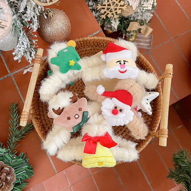 Kẹp Tóc Càng Cua Phối Lông Giáng Sinh, Noel, Christmas