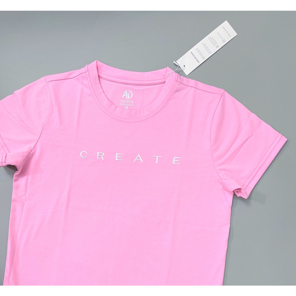 Áo thun nữ cổ tròn, in chữ thời trang, áo thun tay ngắn, form cơ bản