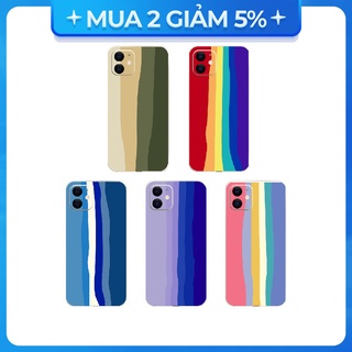 Ốp lưng cạnh vuông 5G/6S/7 Plus/8G/Xr/Xs/13/...viền bảo vệ camera hình Cầu vồng