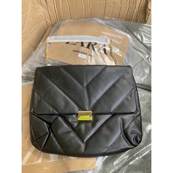 TNS - Túi đeo vai form mềm chần hottrend ZR maxi shoulder bag-chất da mềm cao cấp-màu đen basic