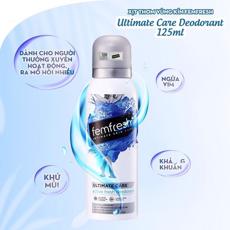 Xịt Thơm Mát Vùng Kín Cao Cấp FEMFRESH Ultimate Care Active Deodorant - 125ml (Có Tem Phụ)