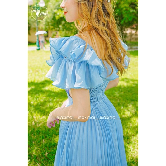 Váy bèo vai dập ly