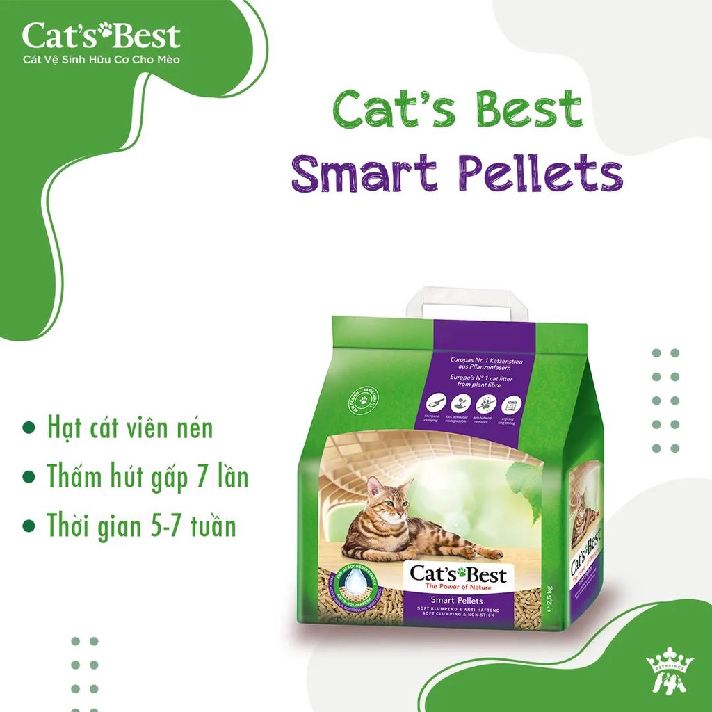 Catsbest Cát vệ sinh hữu cơ cho mèo LÔNG DÀI Smart Pellets 10lit-5kg