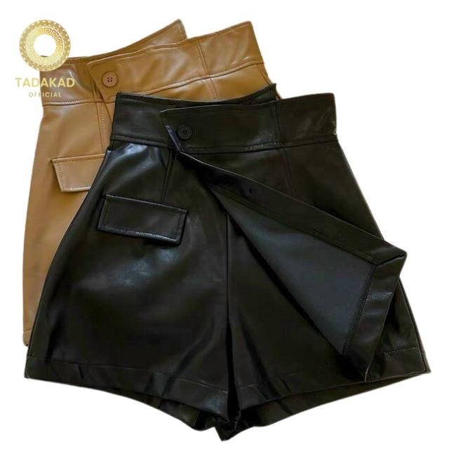 Chân Váy Da Ngắn Vạt Chéo, Quần Đùi Giả Váy Chữ A Lệch Vạt, Cạp Cao, Da Bóng Tôn Dáng Siêu HOT 2021-TADAKAD SHOP | BigBuy360 - bigbuy360.vn