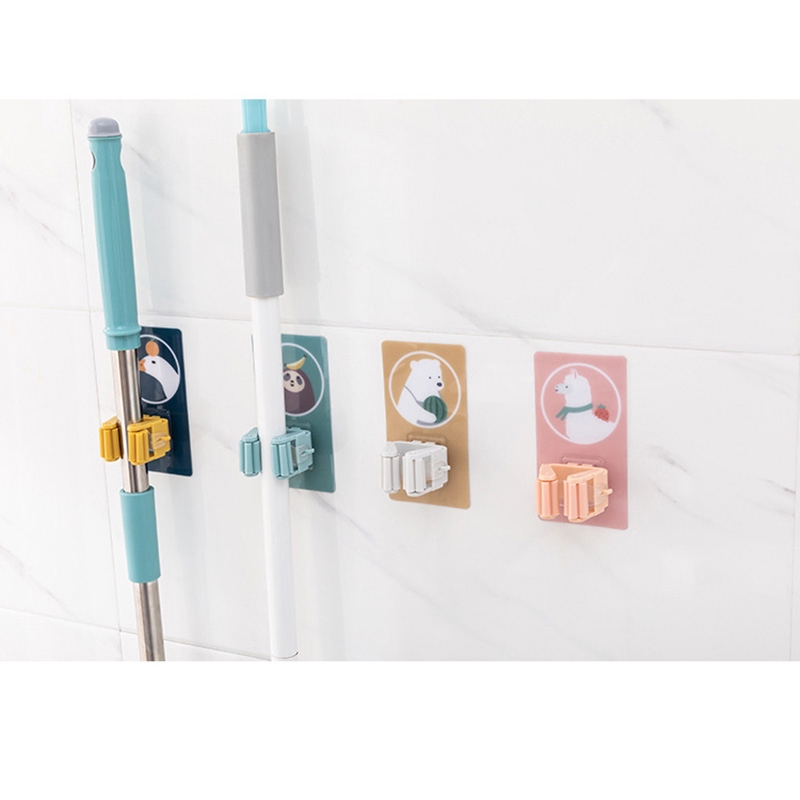 Móc Treo Cây Lau Nhà Gắn Tường Không Cần Khoan Họa Tiết Hoạt Hình Dễ Thương Tiện Dụng Cho Nhà Tắm