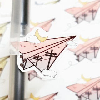 tờ sticker hình máy bay giấy màu pastel dùng trang trí sổ nhật ký, planner