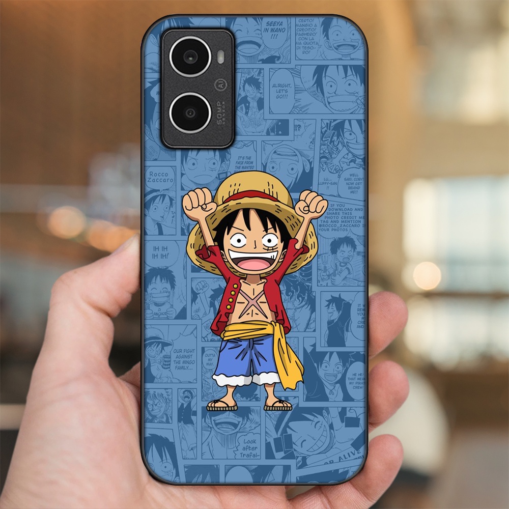 Ốp lưng Oppo A96 4G viền đen in hình Luffy One Piece