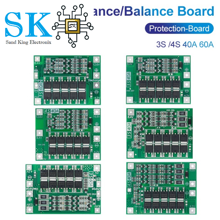 Bảng Sạc Pin Li-ion 3S/4S 40A 60A 18650 BMS Cho Động Cơ Khoan 11.1V 12.6V/14.8V 16.8V