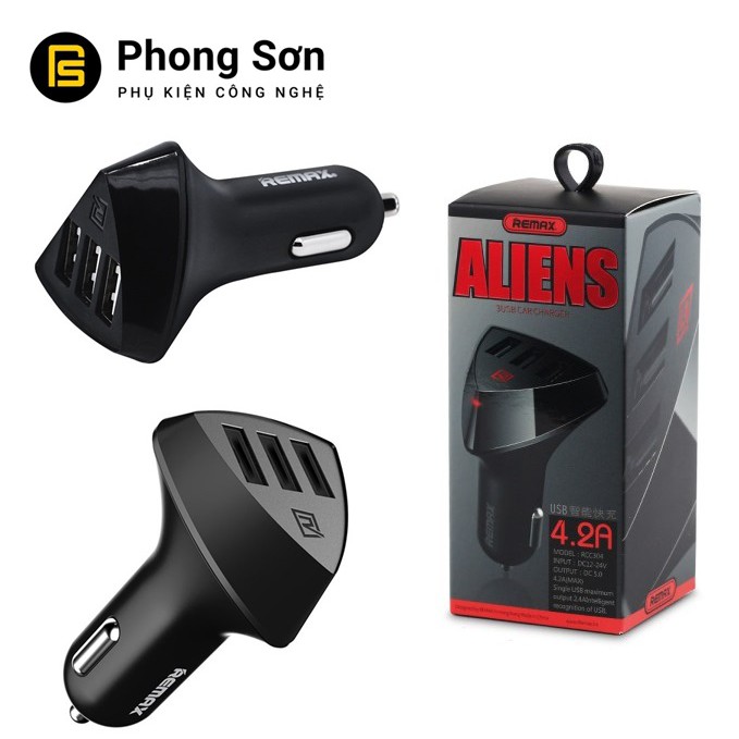 Tẩu sạc ô tô 3 USB Aliens Remax