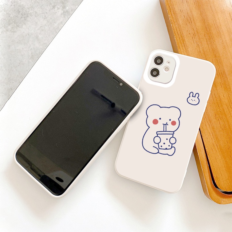 Ốp lưng iphone viền vuông bảo vệ camera Bear trà sữa ốp iphonex/xr/xs/xsmax/6/6s/7/8/plus/se2020/11/12/pro/promax