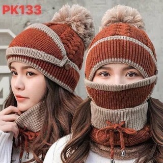 Sét mũ len nữ kèm khăn