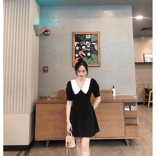 Váy tiểu thư cổ bèo trắng