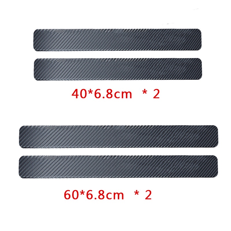 Set 4 Miếng Dán Cao Su Đen 3D Họa Tiết Sợi Carbon Thông Dụng Bảo Vệ Cửa Xe Hơi
