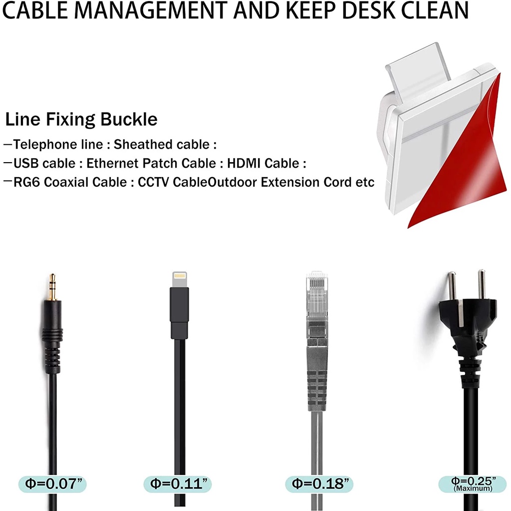 Kẹp Cố Định Dây Cáp / Dây Cáp Tự Dính Bằng Nhựa Dài 3M Tiện Dụng Cho Gia Đình