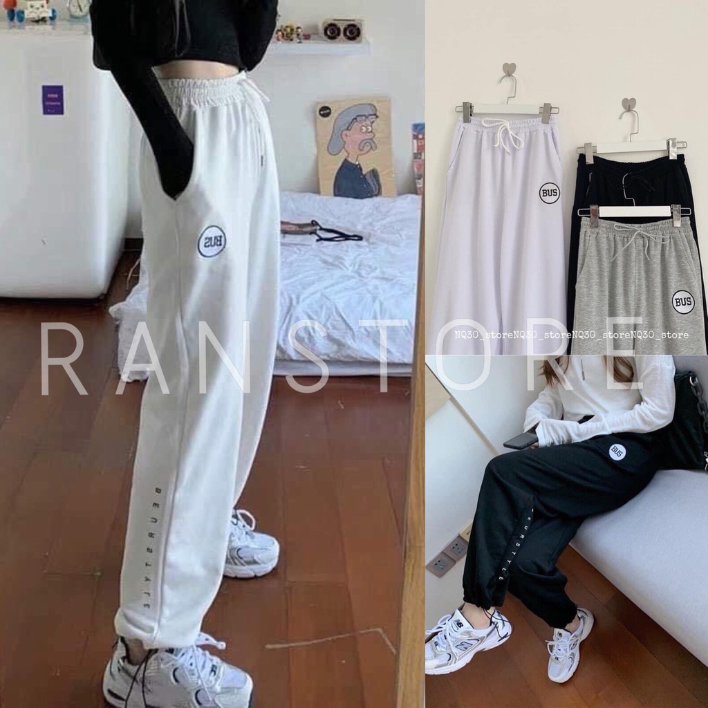 Quần jogger bus thể thao unisex ống rộng rút dây trẻ trung cá tính/ Quần thun nam nữ dáng suông siêu hàn quốc_ranstore