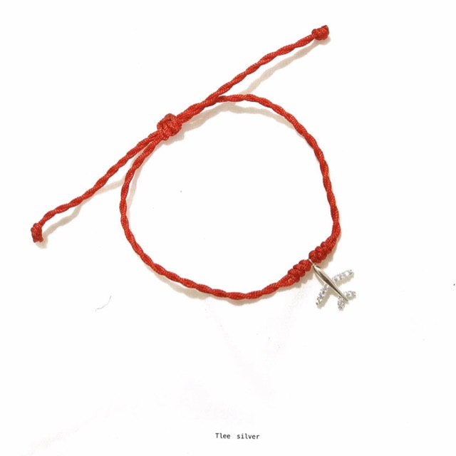 Vòng chỉ đỏ mix charm máy báy bạc nguyên chất