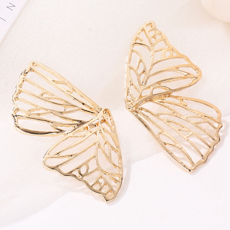 Bông tai hình cánh bướm bằng kim loại màu vàng / bạc