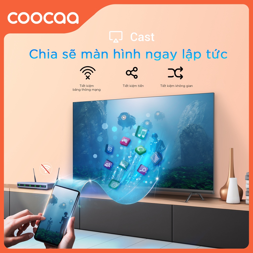 SMART Tivi FHD Coocaa 43 inch 43S3U- tivi giá rẻ Chân viền kim loại - Miễn phí lắp đặt