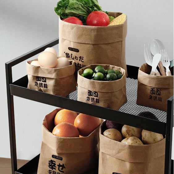 Túi Giấy kraft Dày Dặn Chống Dầu Đựng Thực Phẩm/Trái Cây Kiểu Nhật Bản