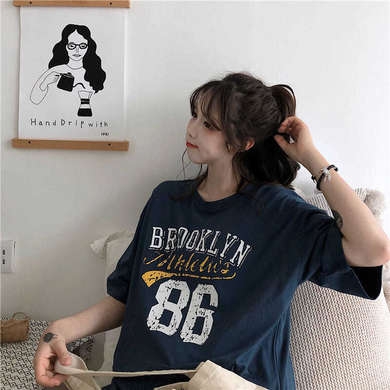 NRVP Áo Phông Ngắn Tay Dáng Rộng Theo Phong Cách Thời Trang Hàn Quốc 2021 Dành Cho Nữ