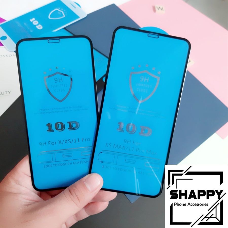 Kính Cường Lực IPhone 10D Xịn Full Bóng 11/12/13/14/Pro/Max/X/XR/XsMax/6/7/8/Plus [Shappy Shop]