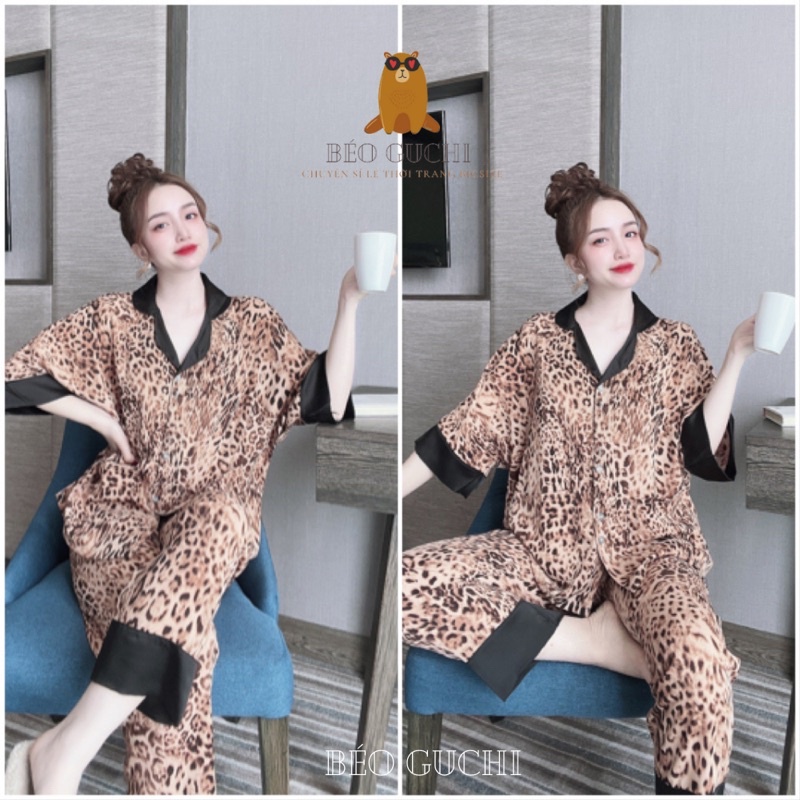 Dài cánh dơi 50-110kg K2CDM Béo Guchi Bigsize Pijama Lụa Mango cao cấp - Đồ bộ mặc nhà nữ
