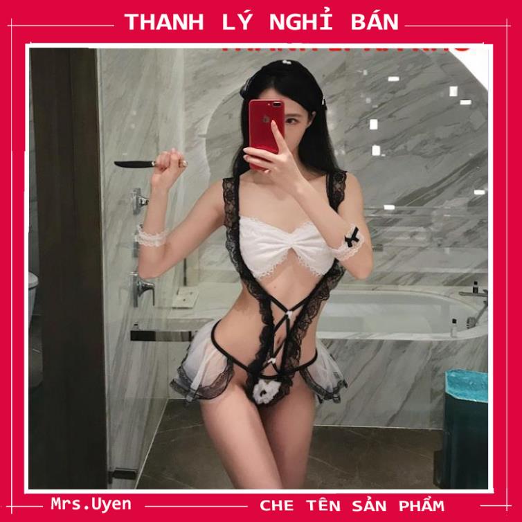 Váy ngủ cosplay hầu gái gợi cảm, Đầm ngủ ren dây DJ bốc lửa Mã HGD004 - trắng | BigBuy360 - bigbuy360.vn