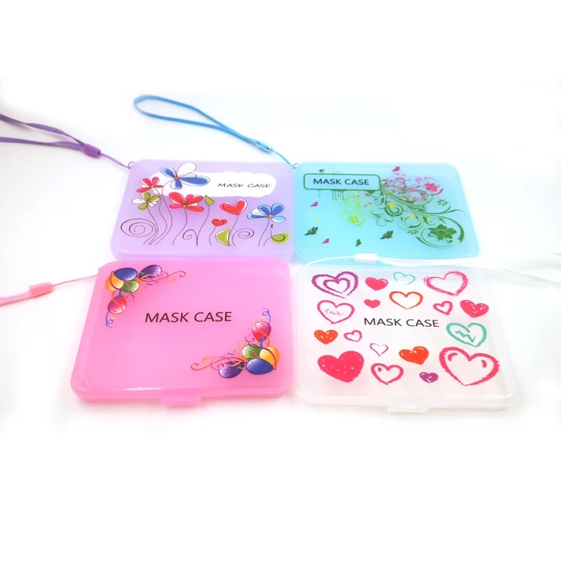 [Hàng mới về] Hộp đựng khẩu trang hình vuông bằng PP chống thấm nước in họa tiết đáng yêu tiện lợi