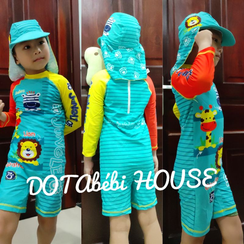 nhiều mẫu Đồ bơi liền thân tay dài có nón che gáy cho bé SW0307.9283- DOTAbébi HOUSE