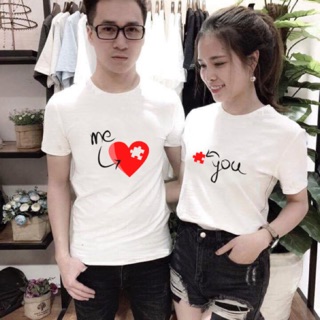 Áo thun đôi nam nữ in hình theo yêu cầu