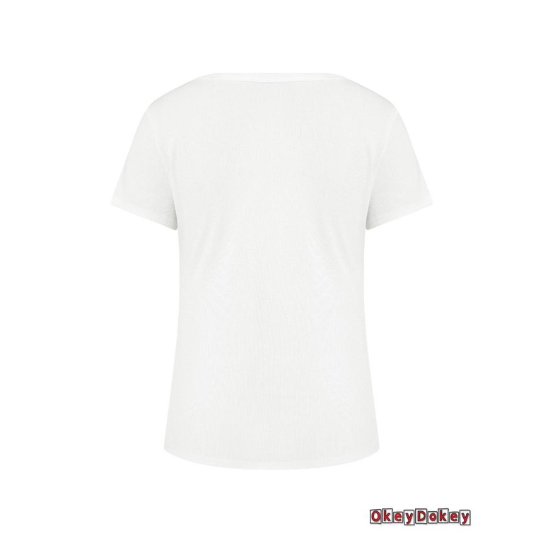 Áo Thun Mỏng Cổ Tròn Tay Ngắn Đính Đá Hình Hoa Cho Nữ Okdk-Y2K