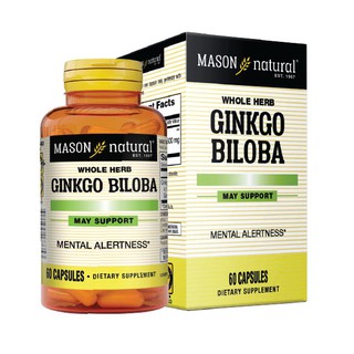 Ginkgo Biloba Mason Hộp 60 viên - Tăng cường tuần hoàn não, giảm thiểu triệu chứng đau đầu