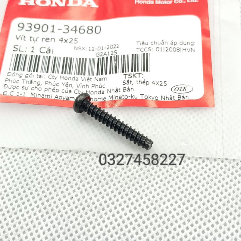 Ốc, bắt nắp giữa đèn hậu xe DREAM, WAVE, FUTURE...  zin.  vít tự ren 4x25