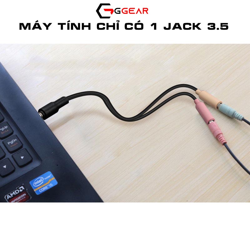 Đầu gộp audio và micro thành một jack 3.5mm cho laptop, điện thoại loại 2 cái - 1 đực