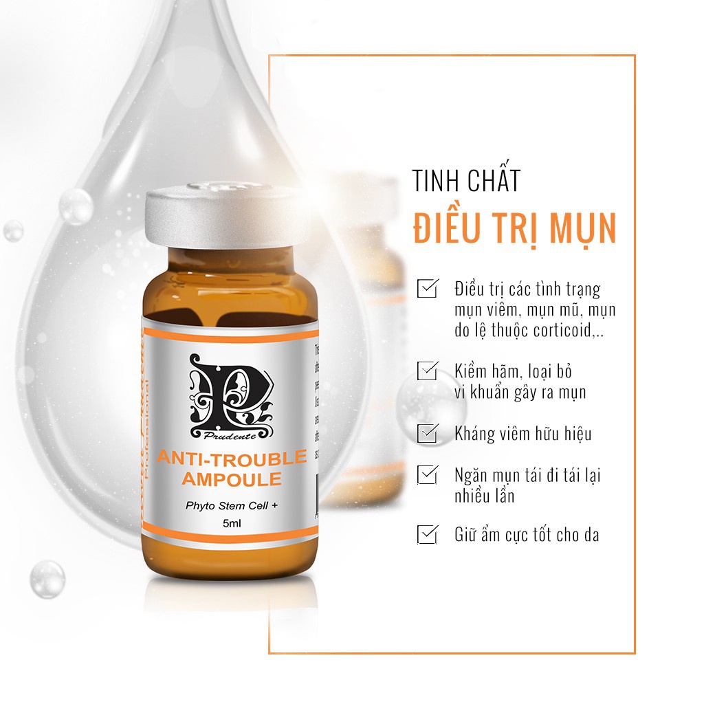 Tinh chất giảm mụn tận gốc Mibiti Prudente Anti Trouble Ampoule 5ml