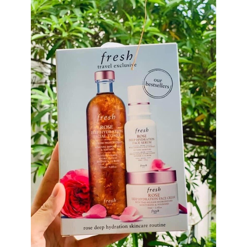 Set Bộ Dưỡng Da Fresh Rose Hydration 3 món Full size