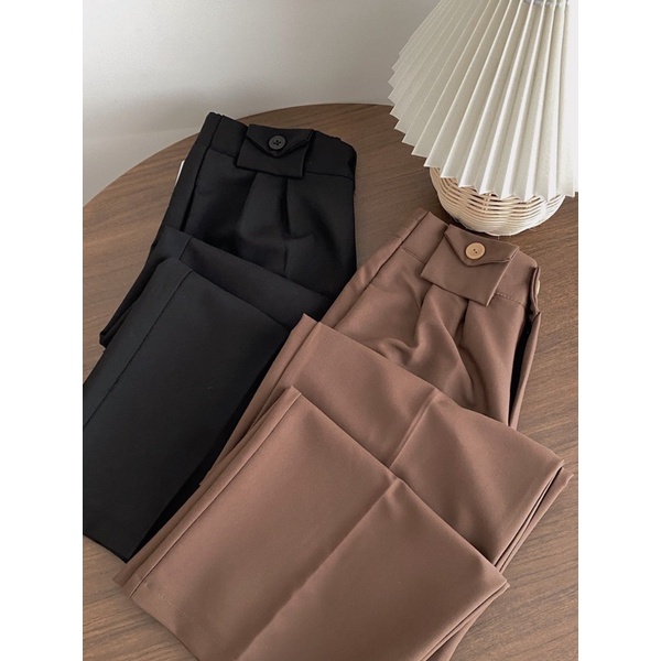 [Ảnh thật/Video]Quần ống rộng túi hộp dáng vừa hàng Quảng Châu Quần ống đứng vải mềm mướt