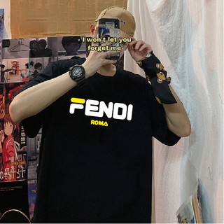 Áo thun tay lỡ form suông rộng Chữ Fendi chất vải cotton nam nữ