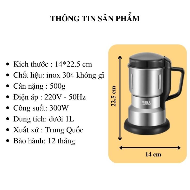 Máy xay hạt khô ngũ cốc, Máy say gia vị lưỡi dao 6 cánh nghiền mịn các loại hạt tiện dụng trong gia đình