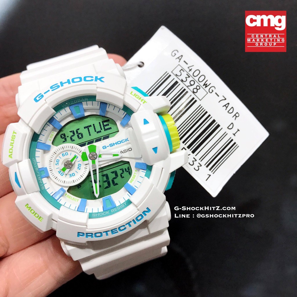 Đồng Hồ Nam Casio G Shock GA-400WG-7ADR Dây Kim Nhựa Màu Trắng - Cấu Trúc Bảo Vệ Lõi , Bảo hành 12 tháng